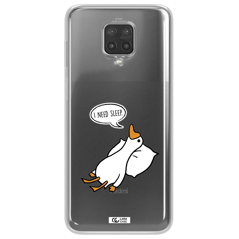a cartoon of a duck with a pillow Xiaomi Note 9 Pro Clear TPU Case