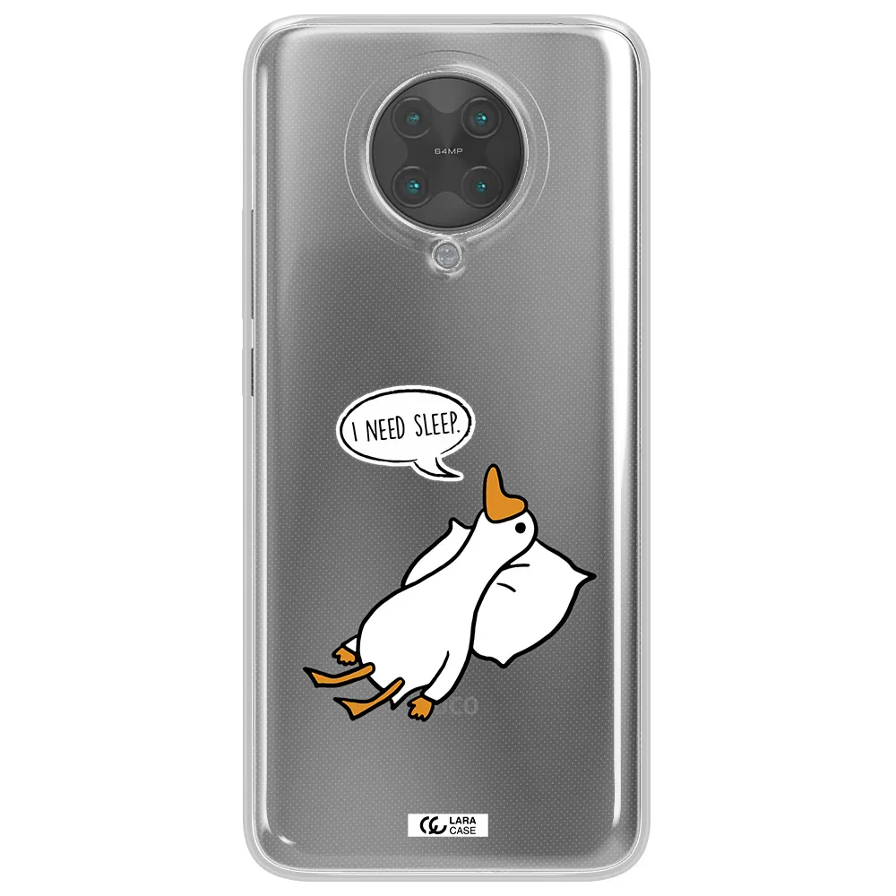 a cartoon of a duck with a pillow Xiaomi Poco F2 Pro Clear TPU Case