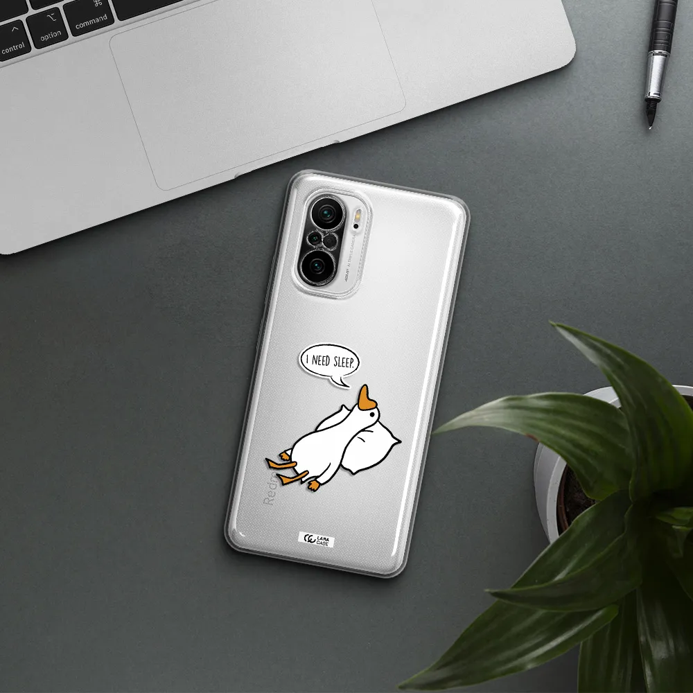 A Cartoon Of A Duck With A Pillow Xiaomi Poco F3 Clear Tpu Case