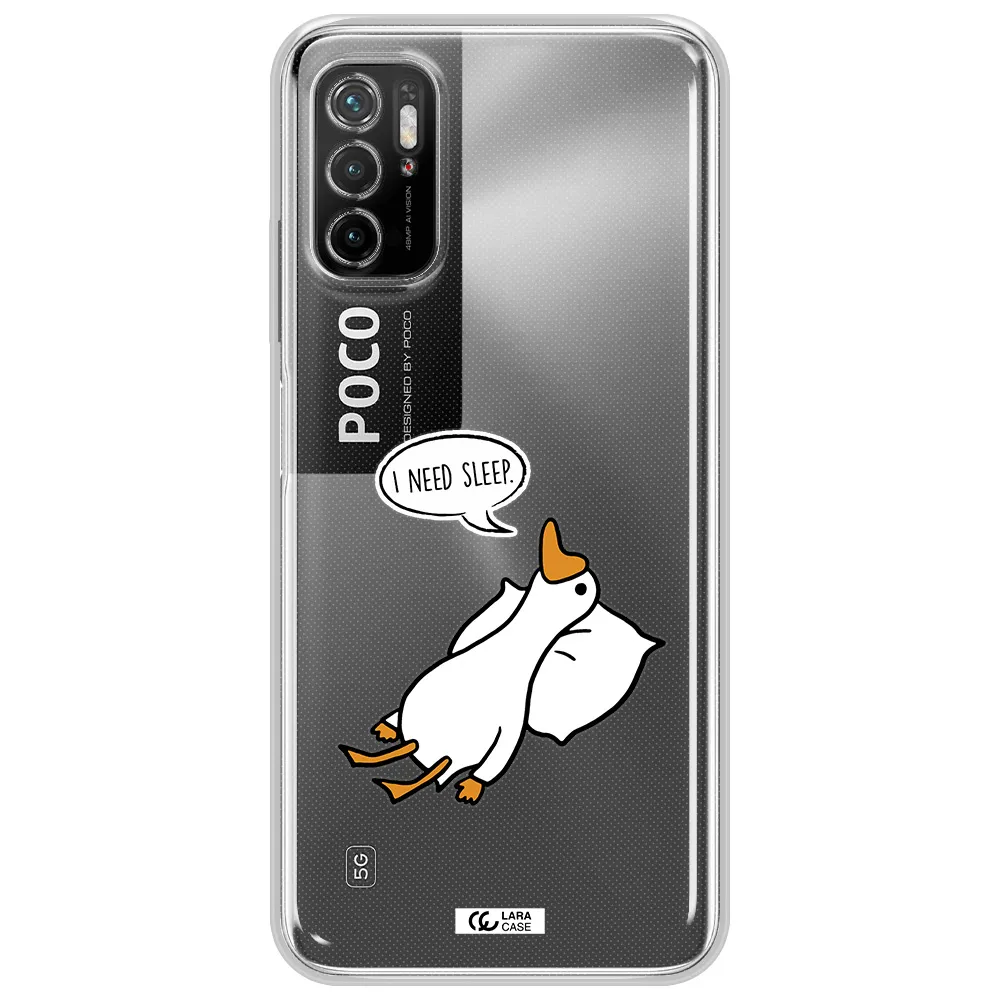 A Cartoon Of A Duck With A Pillow Xiaomi Poco M4 Pro 5G Clear Tpu Case