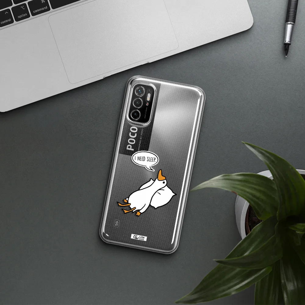 A Cartoon Of A Duck With A Pillow Xiaomi Poco M4 Pro 5G Clear Tpu Case