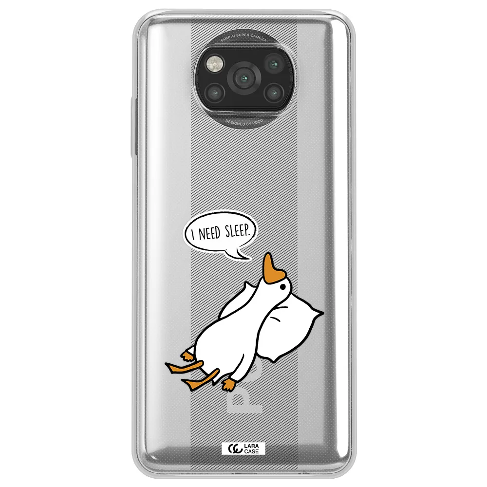 a cartoon of a duck with a pillow Xiaomi Poco X3 Clear TPU Case