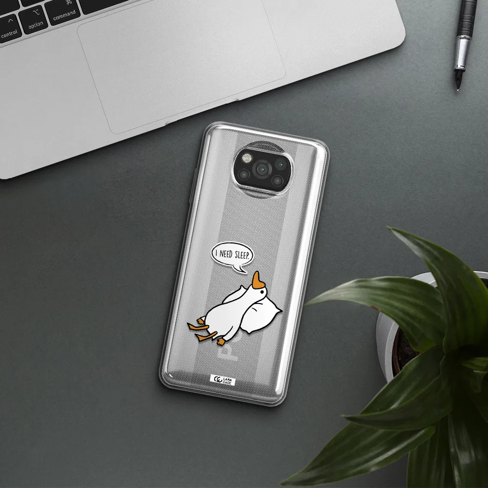 a cartoon of a duck with a pillow Xiaomi Poco X3 Clear TPU Case