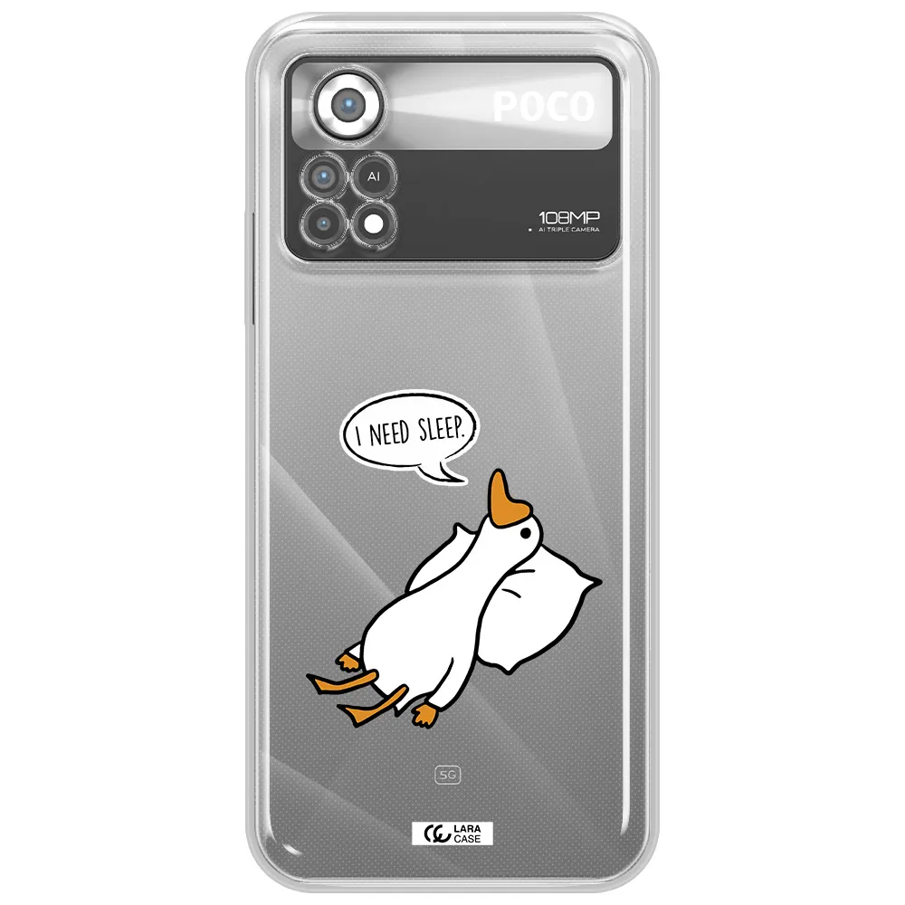 a cartoon of a duck with a pillow Xiaomi Poco X4 Pro Clear TPU Case