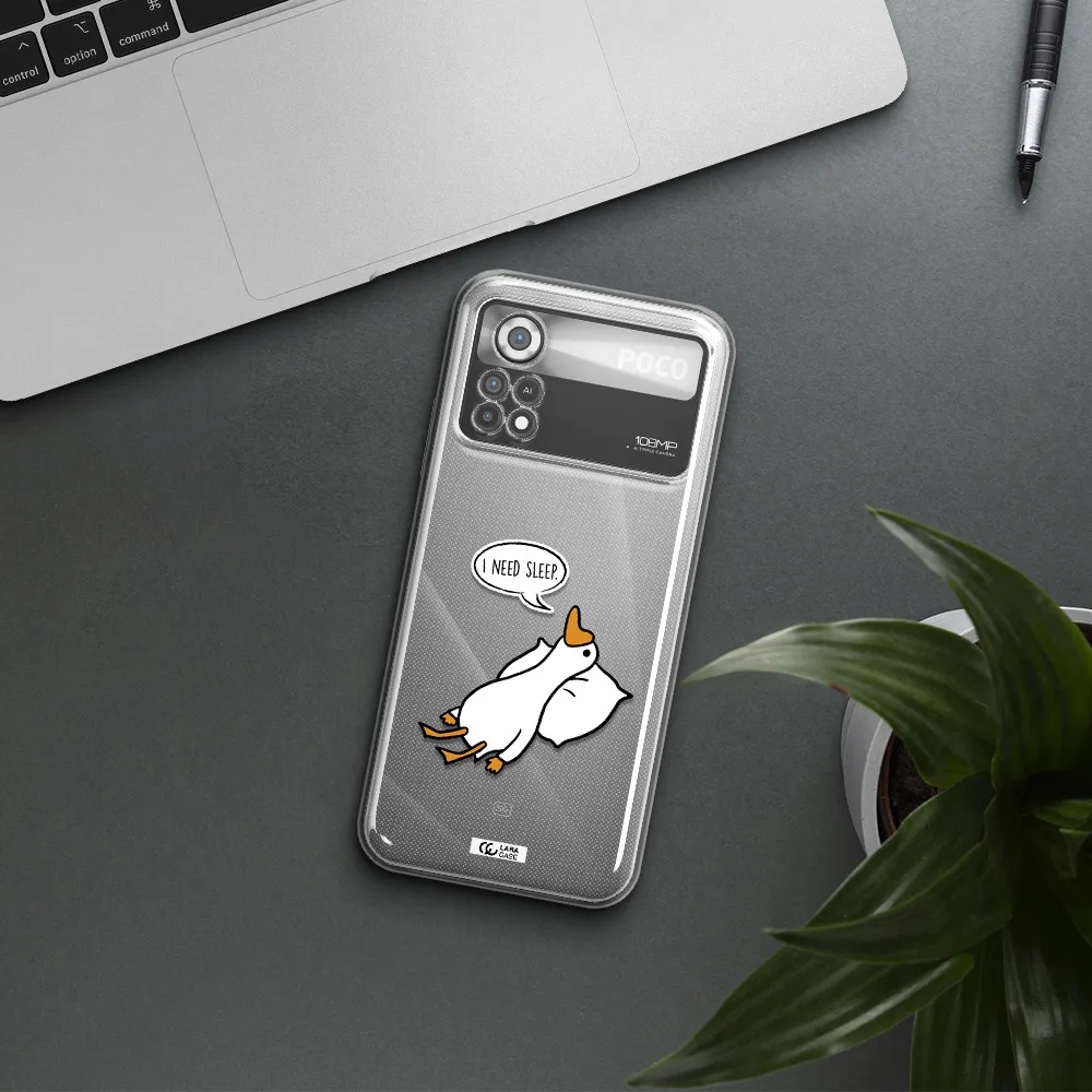 a cartoon of a duck with a pillow Xiaomi Poco X4 Pro Clear TPU Case