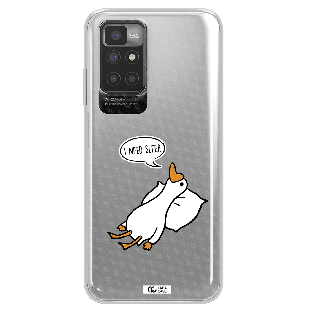 a cartoon of a duck with a pillow Xiaomi Redmi 10 Clear TPU Case