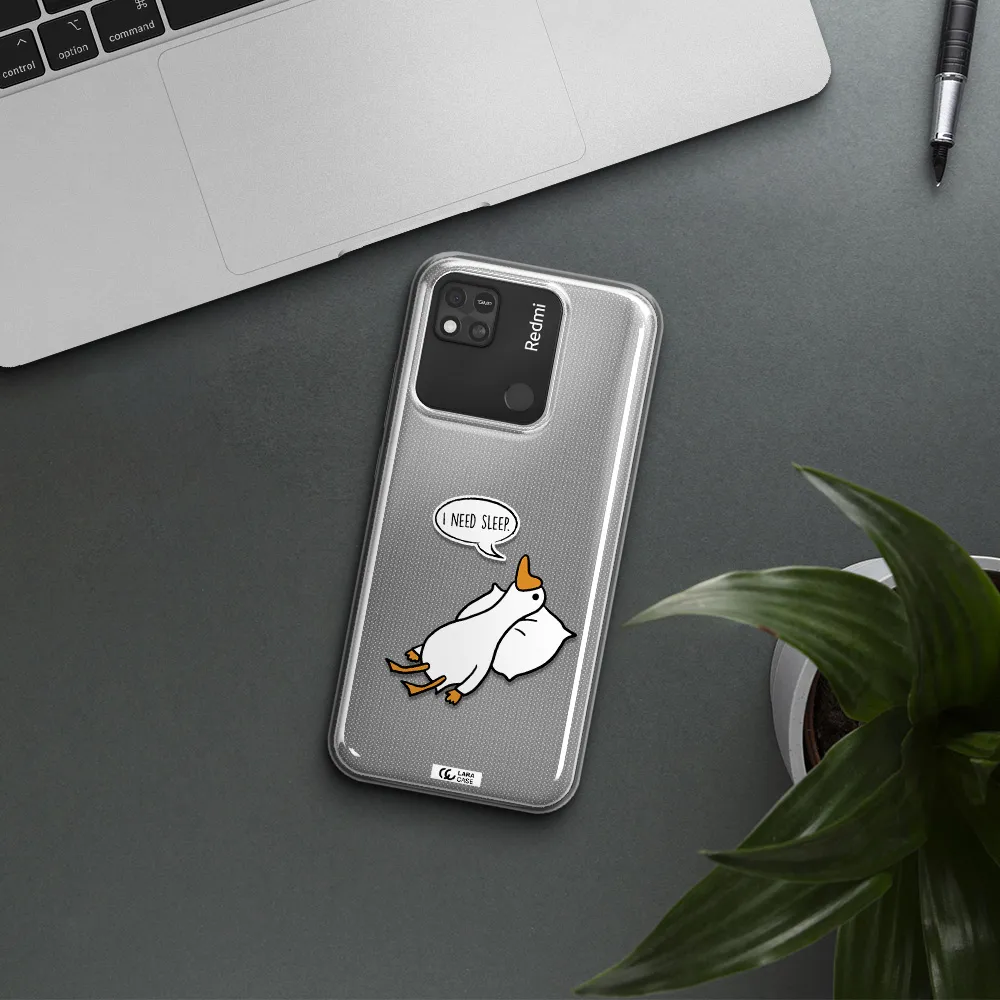 a cartoon of a duck with a pillow Xiaomi Redmi 10A Clear TPU Case