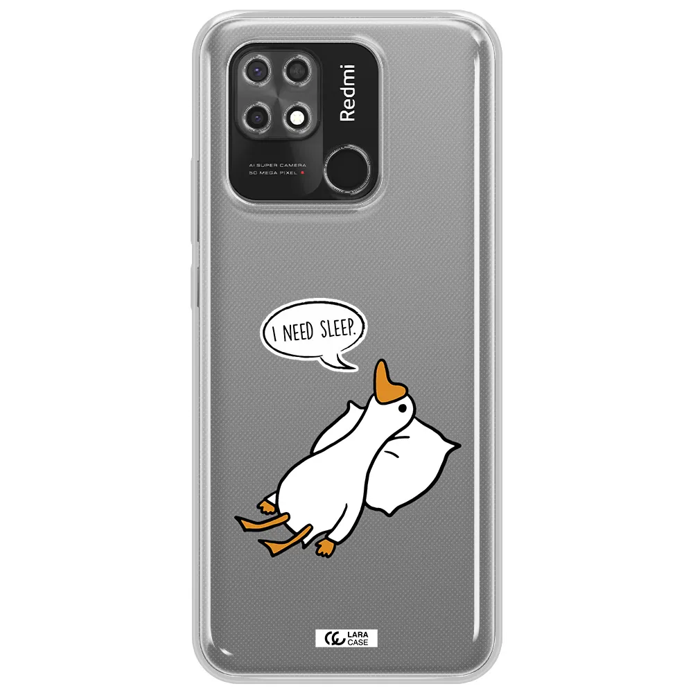 a cartoon of a duck with a pillow Xiaomi Redmi 10C Clear TPU Case