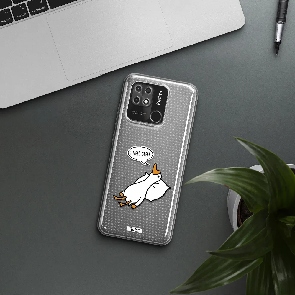 a cartoon of a duck with a pillow Xiaomi Redmi 10C Clear TPU Case