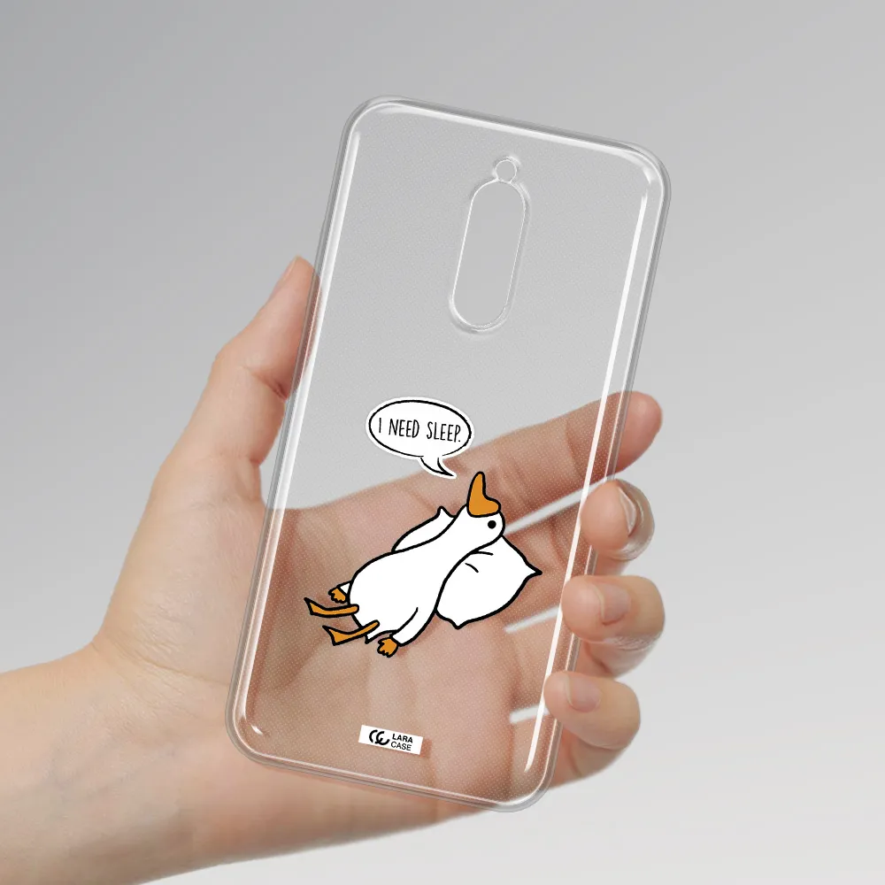 A Cartoon Of A Duck With A Pillow Xiaomi Redmi 8 Clear Tpu Case