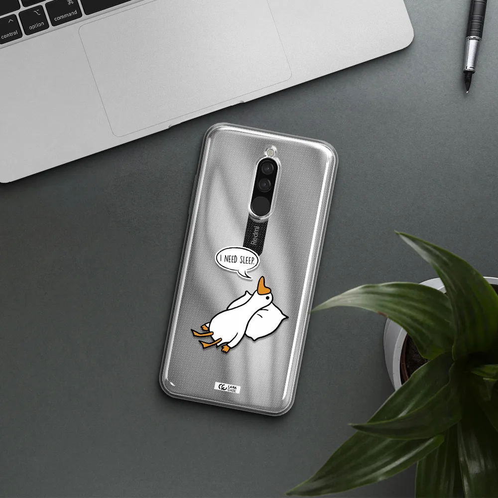 A Cartoon Of A Duck With A Pillow Xiaomi Redmi 8 Clear Tpu Case