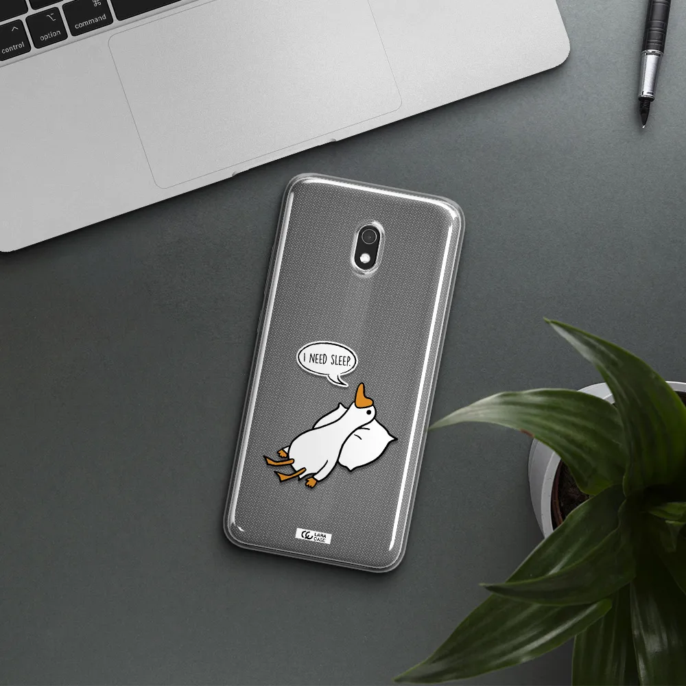 a cartoon of a duck with a pillow Xiaomi Redmi 8A Clear TPU Case