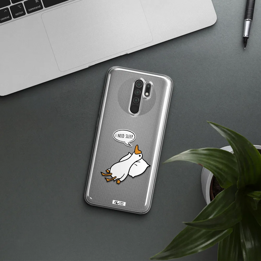 a cartoon of a duck with a pillow Xiaomi Redmi 9 Clear TPU Case