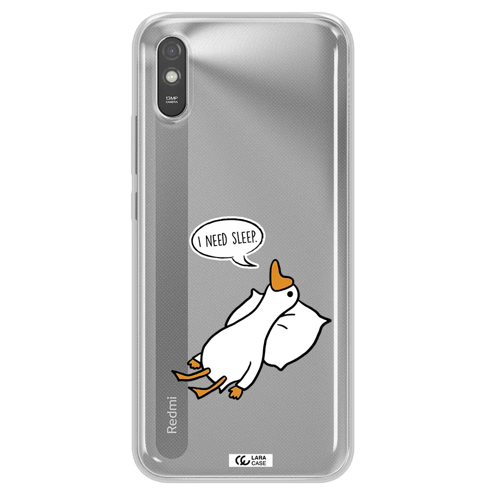 a cartoon of a duck with a pillow Xiaomi Redmi 9A Clear TPU Case