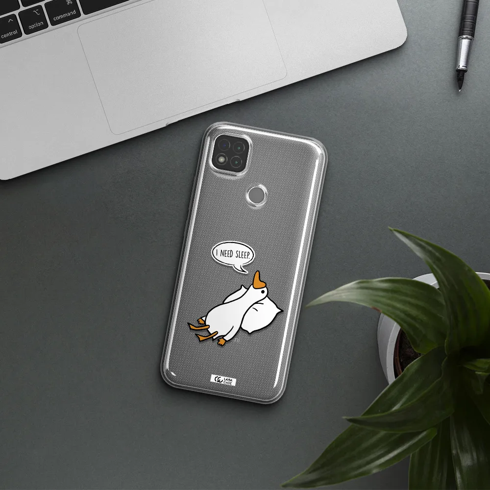 a cartoon of a duck with a pillow Xiaomi Redmi 9C Clear TPU Case