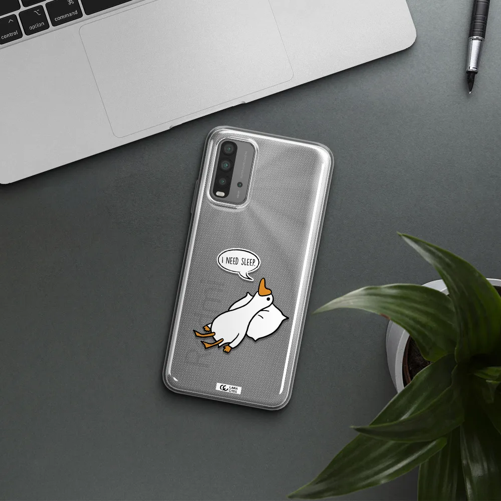 a cartoon of a duck with a pillow Xiaomi Redmi 9T Clear TPU Case
