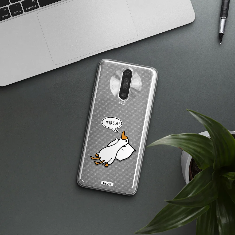 a cartoon of a duck with a pillow Xiaomi Redmi K30 Clear TPU Case