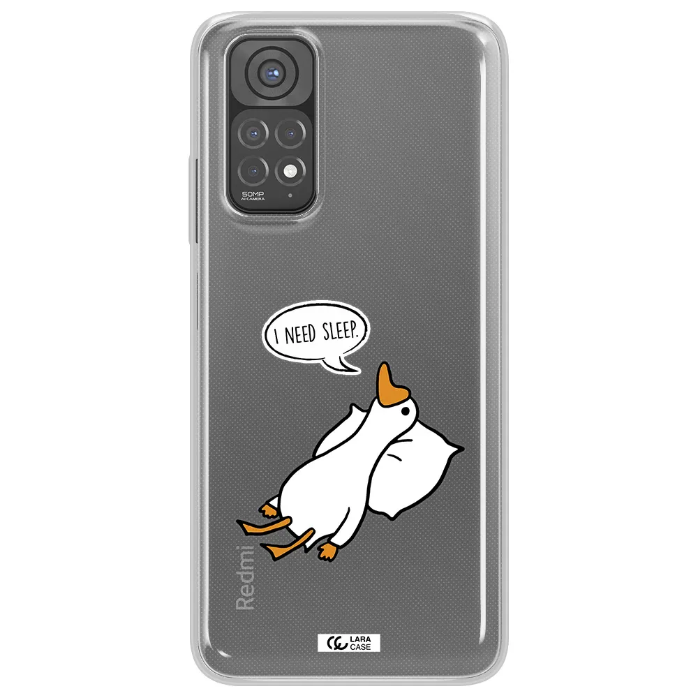 a cartoon of a duck with a pillow Xiaomi Redmi Note 11 Clear TPU Case
