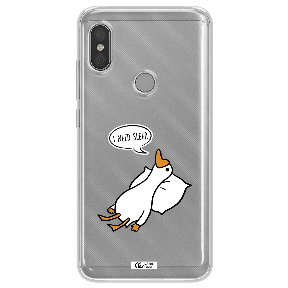 a cartoon of a duck with a pillow Xiaomi Redmi Note 6 Pro Clear TPU Case