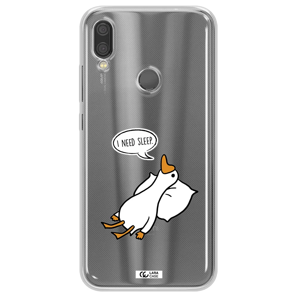 a cartoon of a duck with a pillow Xiaomi Redmi Note 7 Clear TPU Case