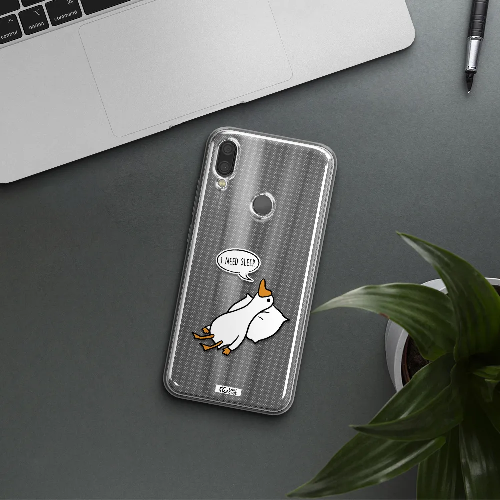 a cartoon of a duck with a pillow Xiaomi Redmi Note 7 Clear TPU Case