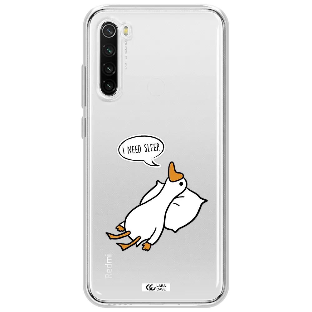 A Cartoon Of A Duck With A Pillow Xiaomi Redmi Note 8T Clear Tpu Case