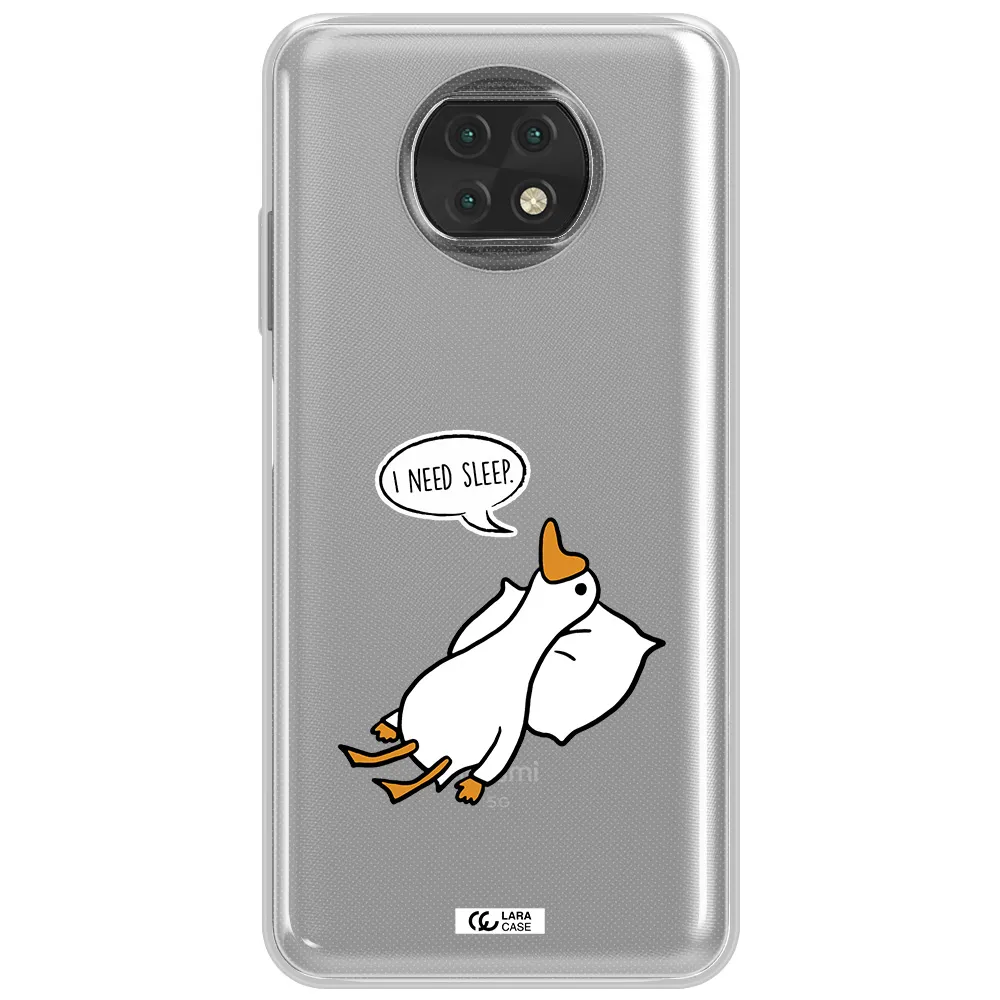 A Cartoon Of A Duck With A Pillow Xiaomi Redmi Note 9T Clear Tpu Case