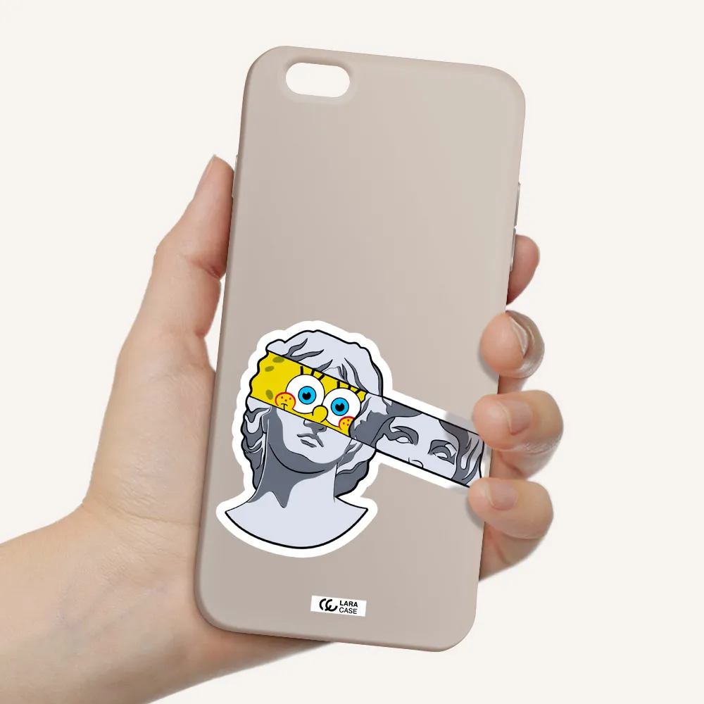 a cartoon of a statue with a yellow spongebob over its eyes Apple iPhone 6 s plus Silicone Stone Case