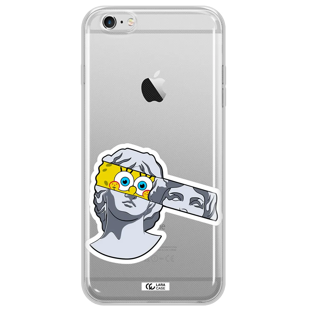 a cartoon of a statue with a yellow spongebob over its eyes Apple iPhone 6S Clear TPU Case