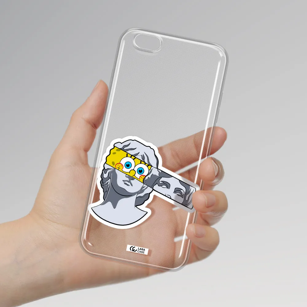 a cartoon of a statue with a yellow spongebob over its eyes Apple iPhone 6S Clear TPU Case