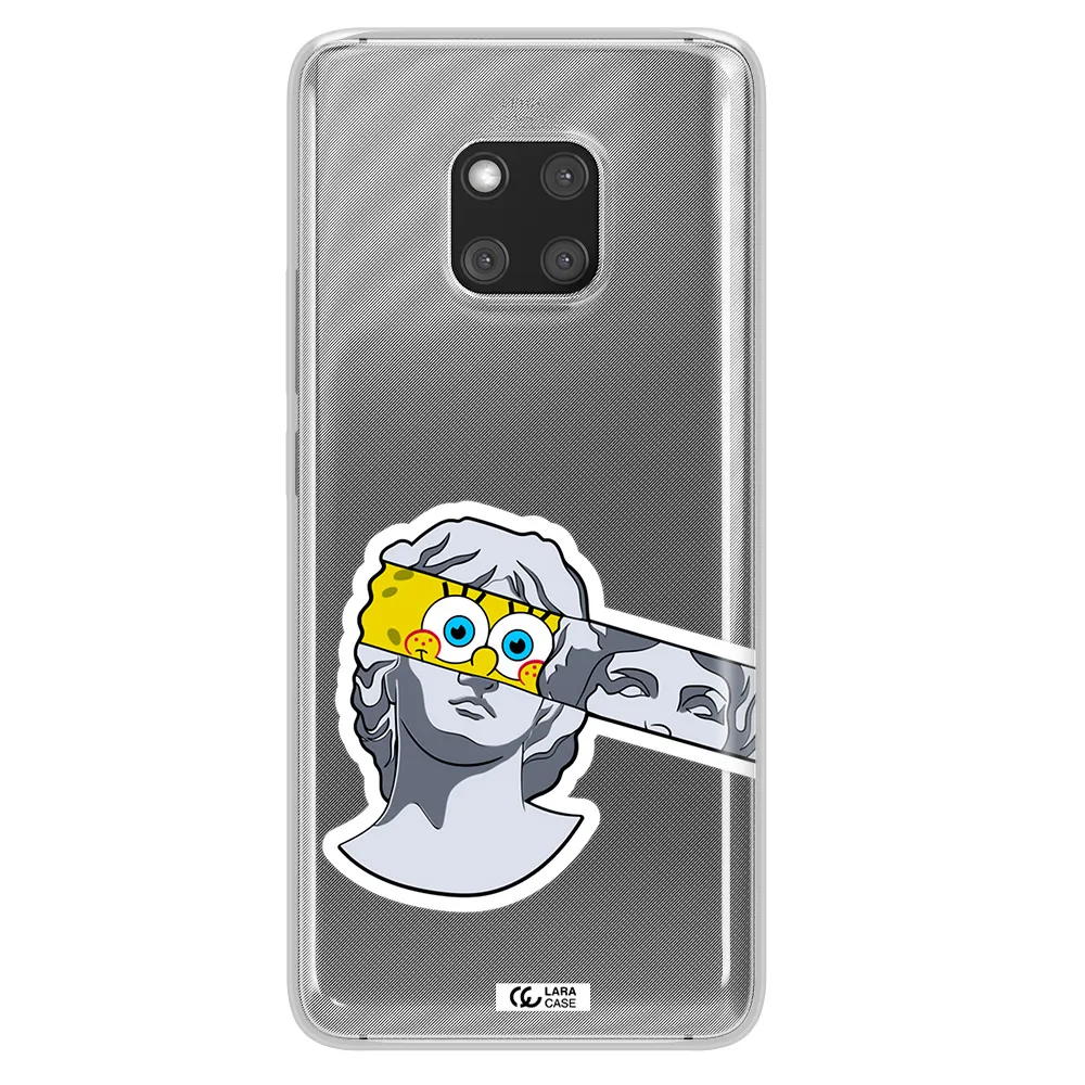 a cartoon of a statue with a yellow spongebob over its eyes Huawei Mate 20 Pro Clear TPU Case