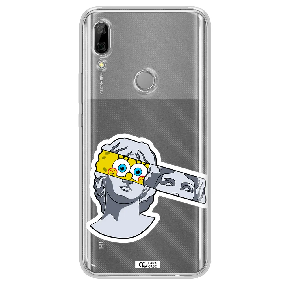 a cartoon of a statue with a yellow spongebob over its eyes Huawei P Smart Z Clear TPU Case