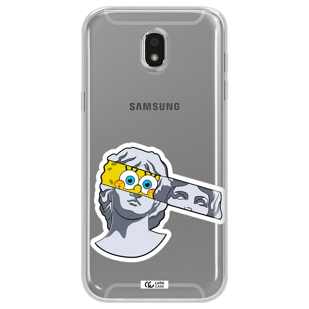 a cartoon of a statue with a yellow spongebob over its eyes Samsung J5 2017 Clear TPU Case