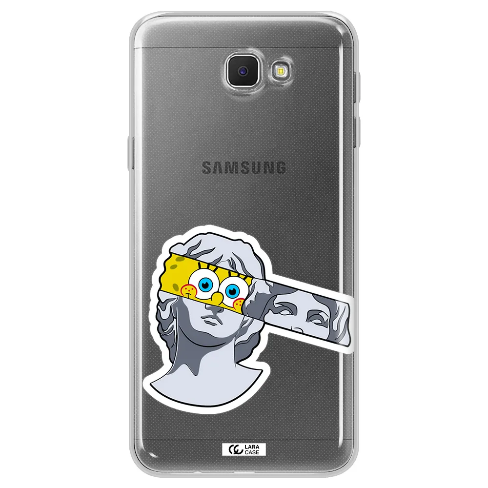 a cartoon of a statue with a yellow spongebob over its eyes Samsung J5 Prime Clear TPU Case