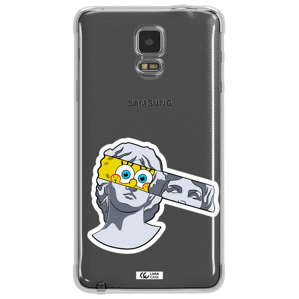 a cartoon of a statue with a yellow spongebob over its eyes Samsung Note 4 Clear TPU Case
