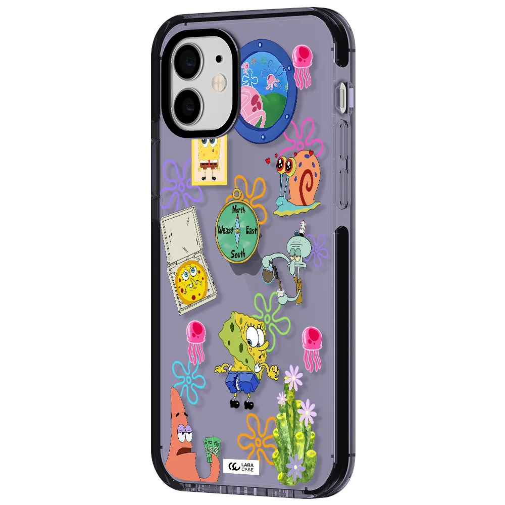 a collection of cartoon characters Apple iPhone 11 impact Lilac Case