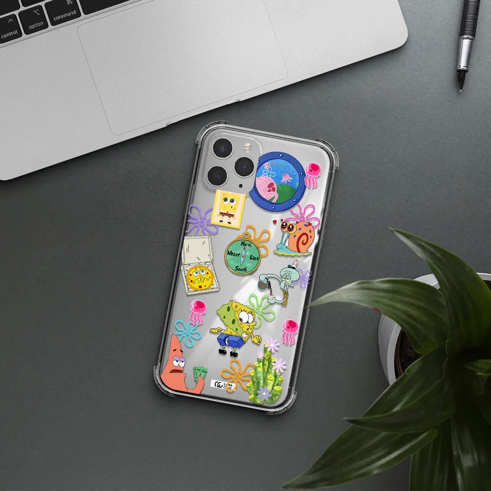 a collection of cartoon characters Apple iPhone 11 pro max Clear PC Case