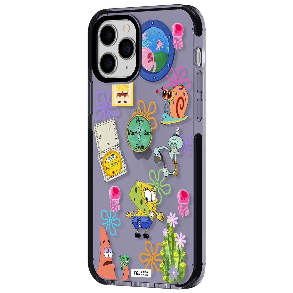 a collection of cartoon characters Apple iPhone 11 pro max impact Lilac Case