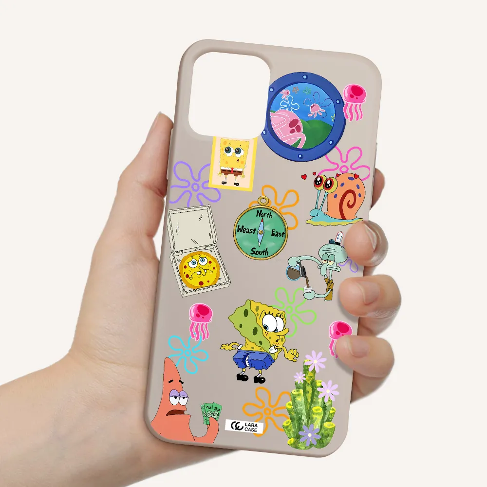 a collection of cartoon characters Apple iPhone 11 pro max Silicone Stone Case