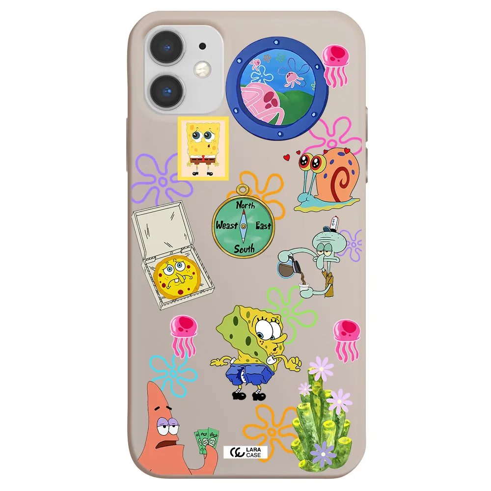 a collection of cartoon characters Apple iPhone 11 Silicone Stone Case