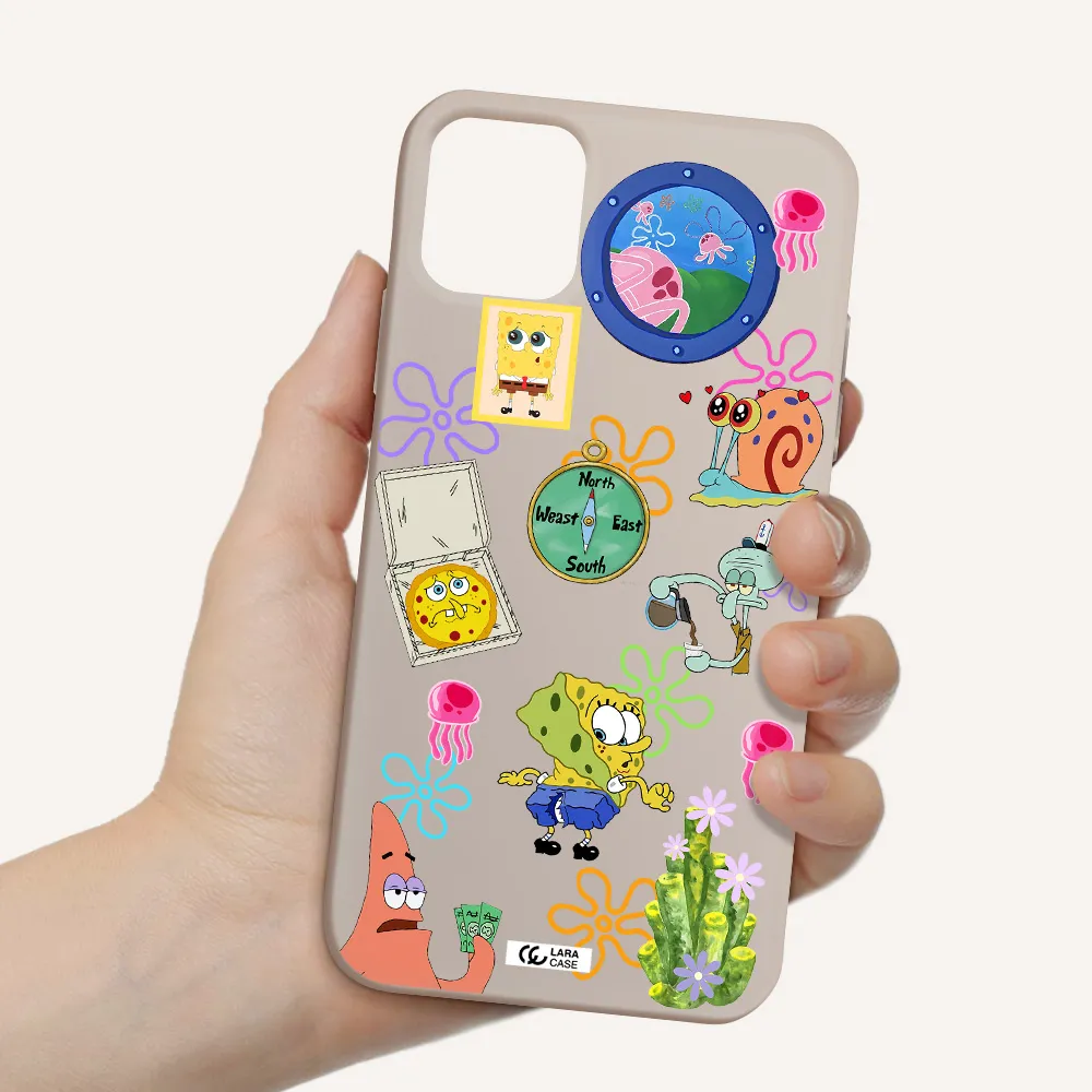 a collection of cartoon characters Apple iPhone 11 Silicone Stone Case
