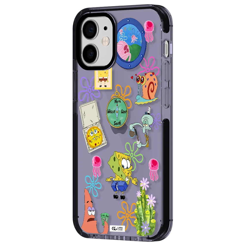 a collection of cartoon characters Apple iPhone 12 mini impact Lilac Case