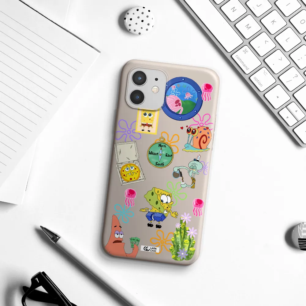 a collection of cartoon characters Apple iPhone 12 mini Silicone Stone Case