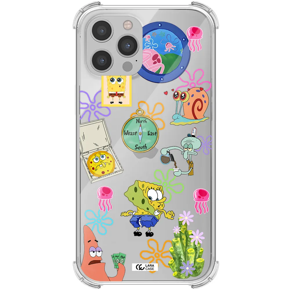 a collection of cartoon characters Apple iPhone 12 pro max Clear PC Case
