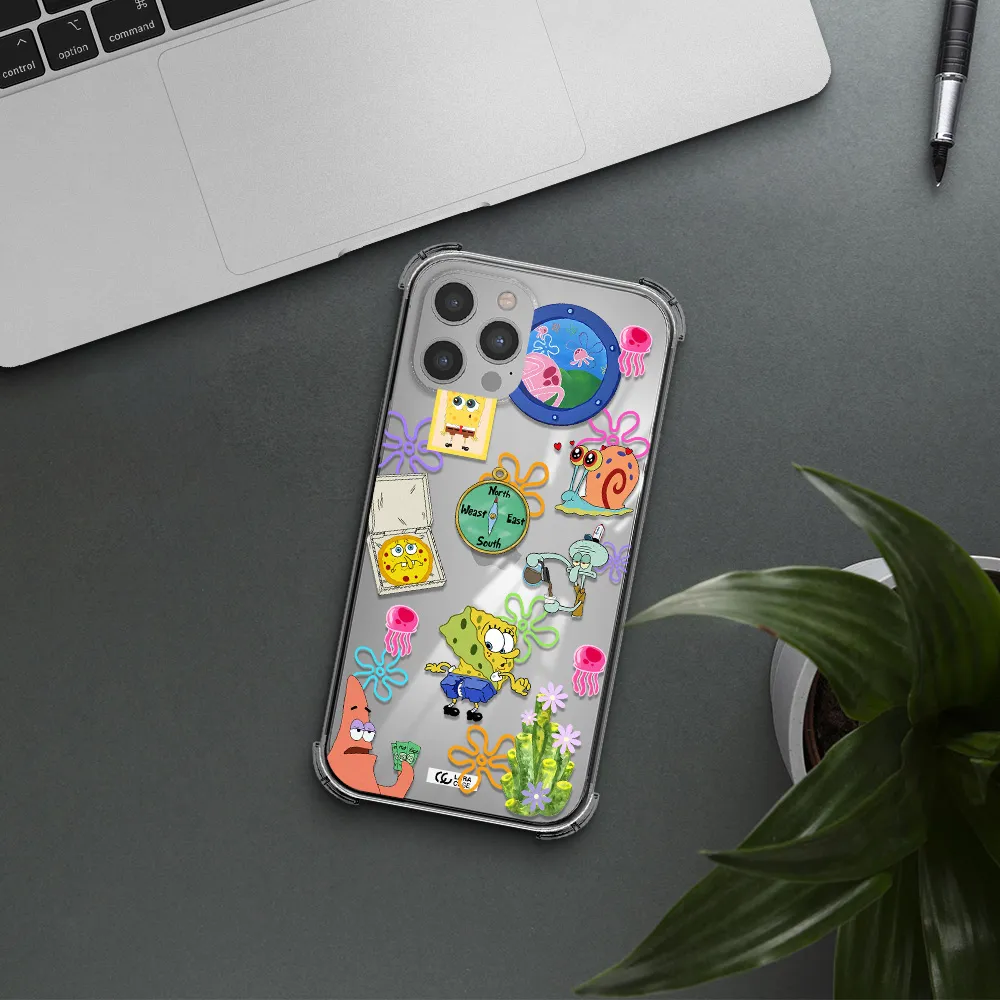 a collection of cartoon characters Apple iPhone 12 pro max Clear PC Case