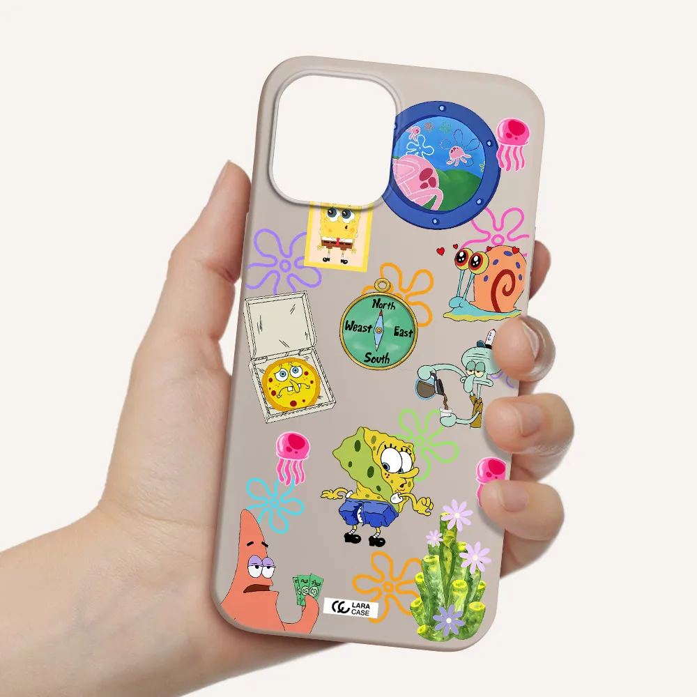 a collection of cartoon characters Apple iPhone 12 pro max Silicone Stone Case