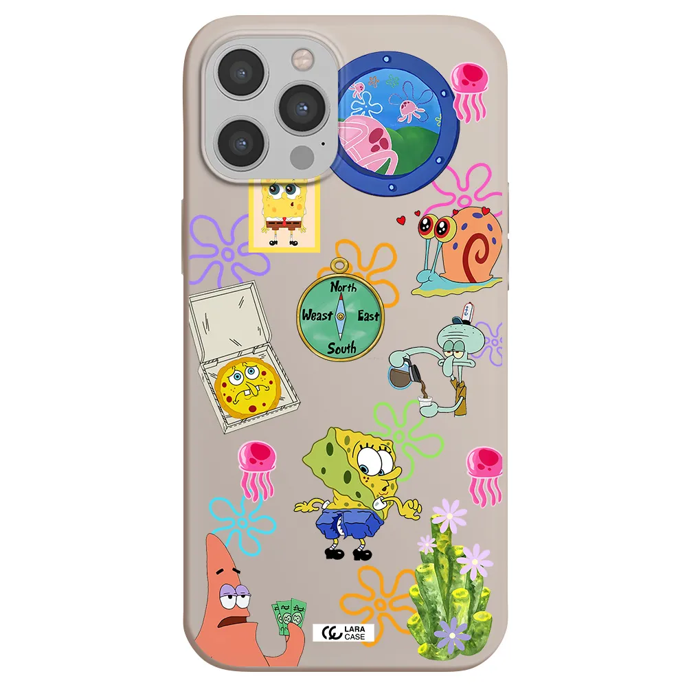 a collection of cartoon characters Apple iPhone 12 pro Silicone Stone Case