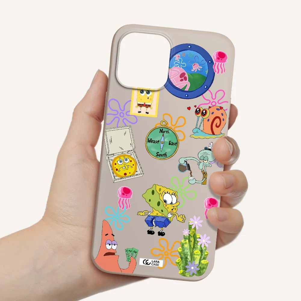 a collection of cartoon characters Apple iPhone 12 pro Silicone Stone Case