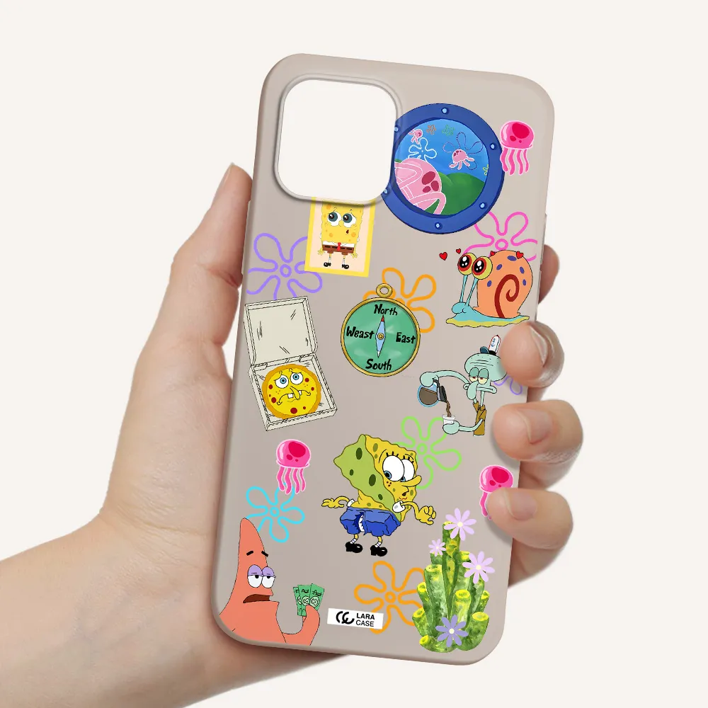 a collection of cartoon characters Apple iPhone 12 Silicone Stone Case