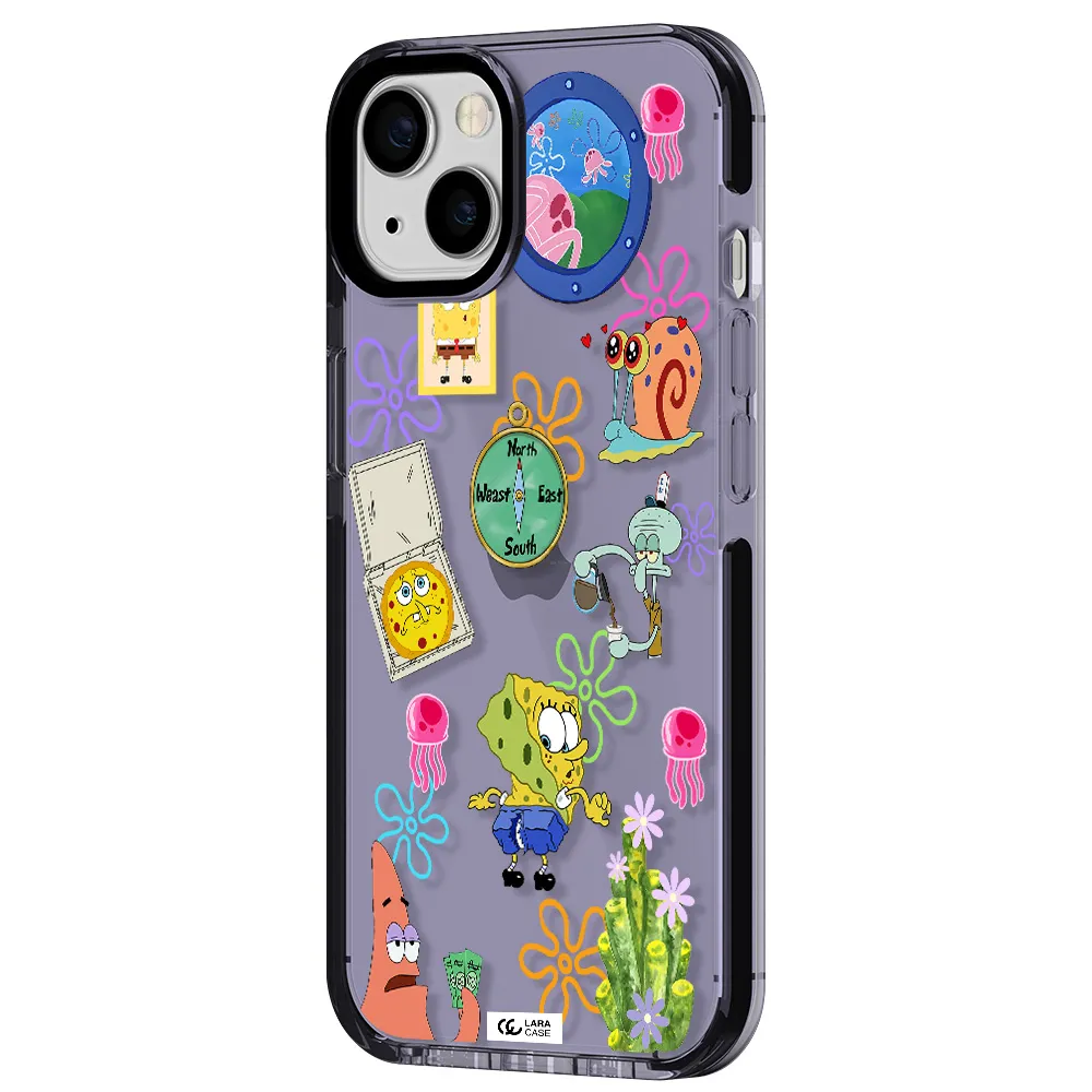 a collection of cartoon characters Apple iPhone 13 impact Lilac Case